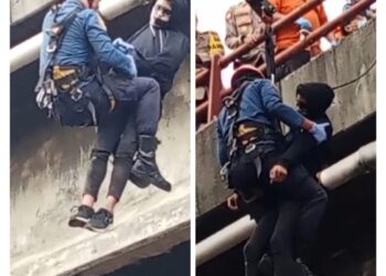 Warga Geger : Pria Tergantung Dengan Mata Dan Mulut Tertutup Lakban Di Flyover Cimindi Perbatasan Cimahi Dan Kota Bandung